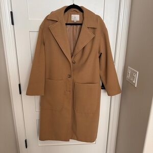 A new day midi length tan camel coat jacket